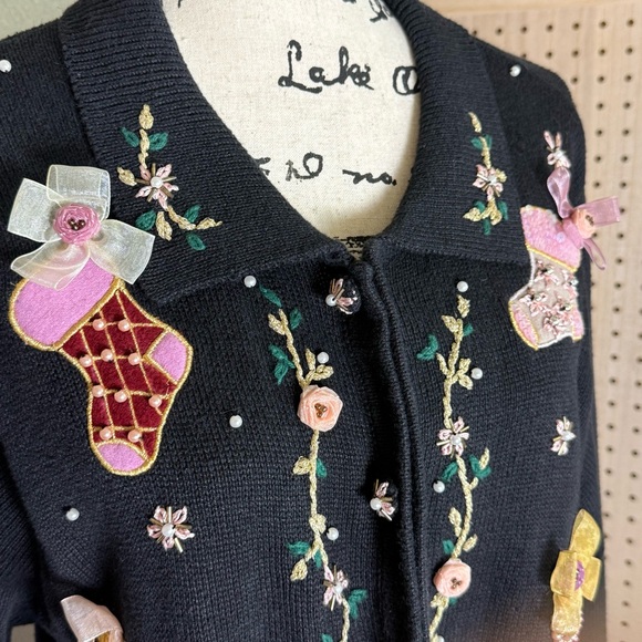 BP Design Embellished Christmas Stocking Cardigan – Size Large festive holiday - Picture 3 of 15